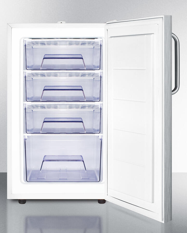 Summit FS407LCSS 20" Wide Built-In Undercounter All-Freezer, -20 C Capable With A Lock And Complete Stainless Steel Exterior