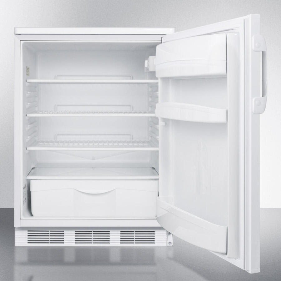 Summit FF6LBI7 Commercially Listed Built-In Undercounter All-Refrigerator For General Purpose Use, With Front Lock, Automatic Defrost Operation And White Exterior