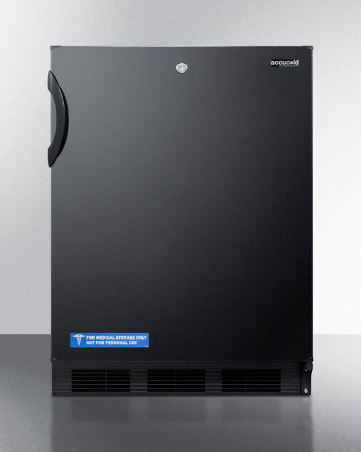 Summit FF7LBLADA Ada Compliant Commercial All-Refrigerator For Freestanding General Purpose Use, With Lock, Auto Defrost Operation And Black Exterior