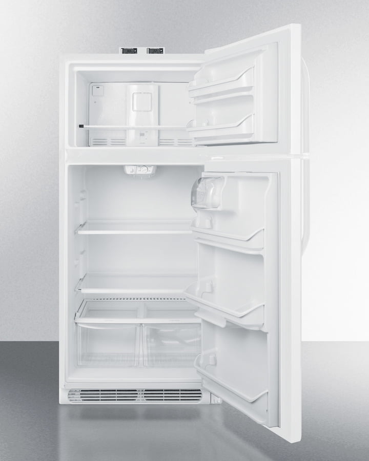 Summit BKRF15W 15 Cu.Ft. Break Room Refrigerator-Freezer In White With Nist Calibrated Alarm/Thermometers