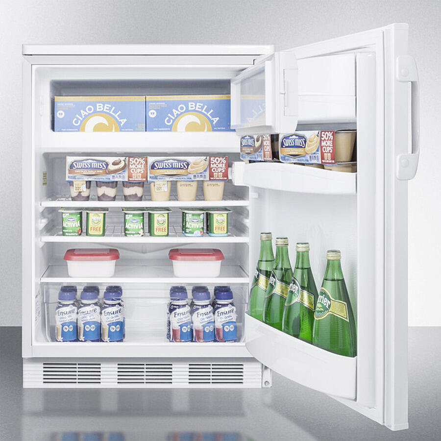 Summit CT66LWBI Built-In Undercounter Refrigerator-Freezer For General Purpose Use, With Lock, Dual Evaporator Cooling, Cycle Defrost, And White Exterior