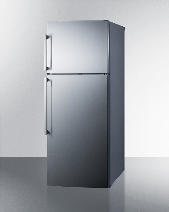 Summit FF1512SSIM Energy Star Certified Counter Depth Refrigerator-Freezer With Stainless Steel Doors, Platinum Cabinet, And Icemaker