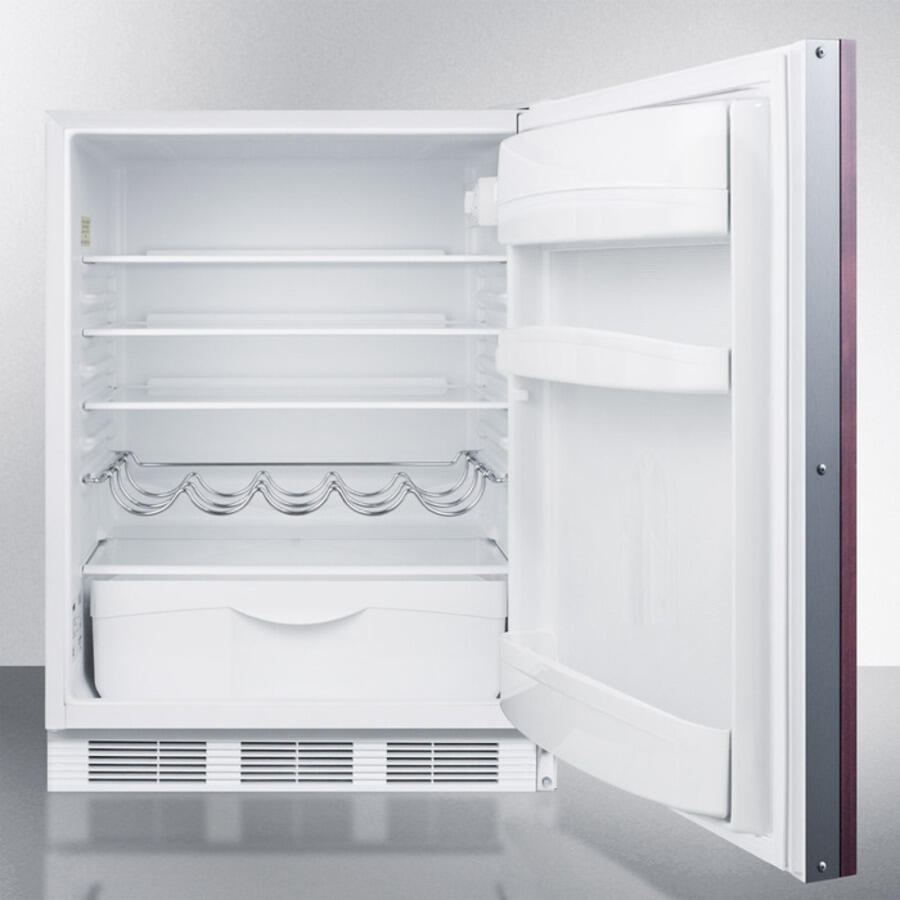 Summit FF61BIIFADA Ada Compliant Built-In Undercounter All-Refrigerator For Residential Use, Auto Defrost With Integrated Door Frame For Custom Panel Overlays And White Cabinet