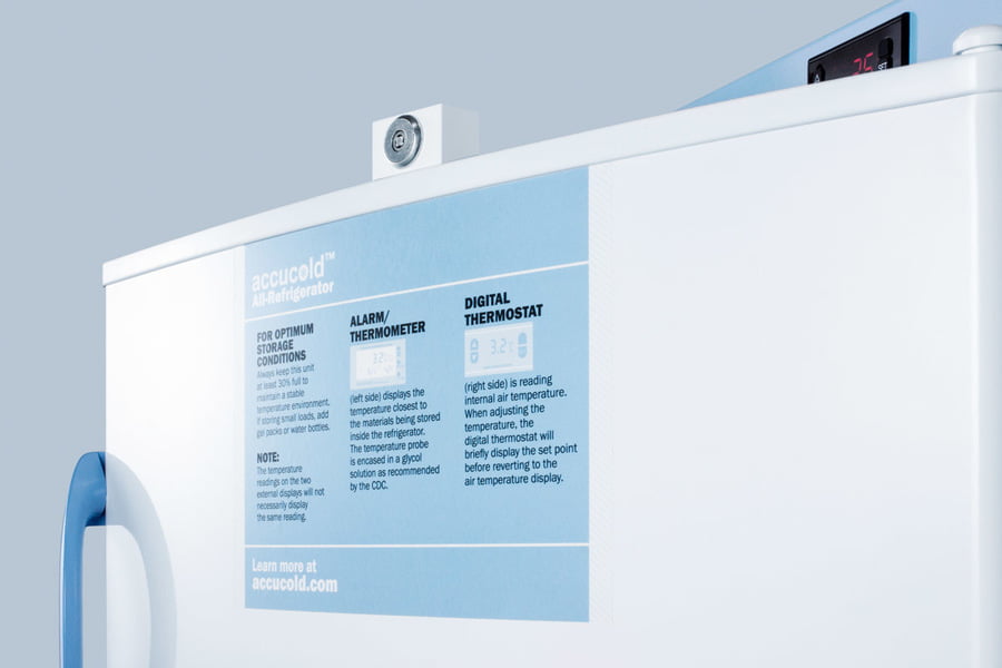 Summit FFAR10MED2 10.1 Cu.Ft. Upright Auto Defrost Medical/Scientific All-Refrigerator With Digital Thermostat And Nist Calibrated Thermometer/Alarm; Includes Front Lock, Hospital Grade Cord, And Internal Fan