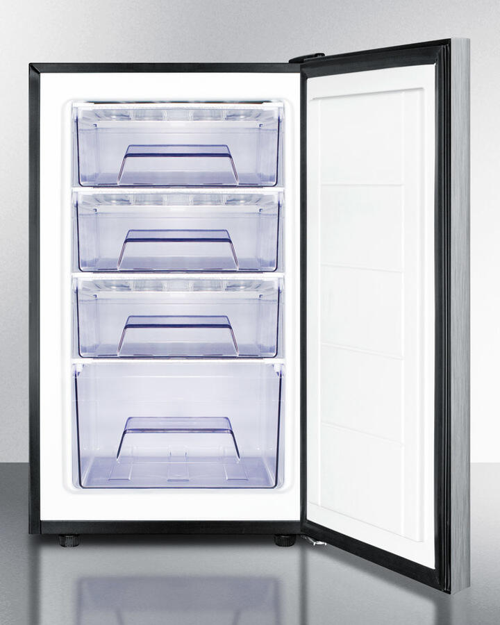 Summit FS408BL7SSHH Commercially Listed 20" Wide Counter Height All-Freezer, -20 C Capable With A Lock, Stainless Steel Door, Horizontal Handle And Black Cabinet