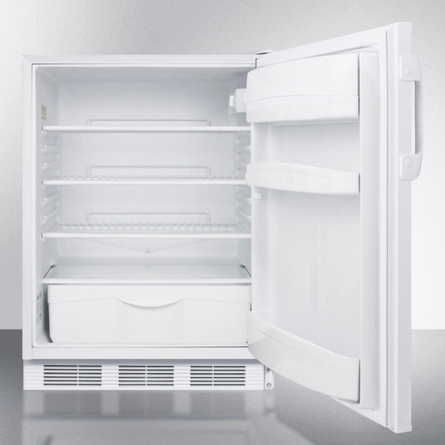 Summit FF6LADA Ada Compliant All-Refrigerator For Freestanding General Purpose Use, With Lock, Automatic Defrost Operation And White Exterior