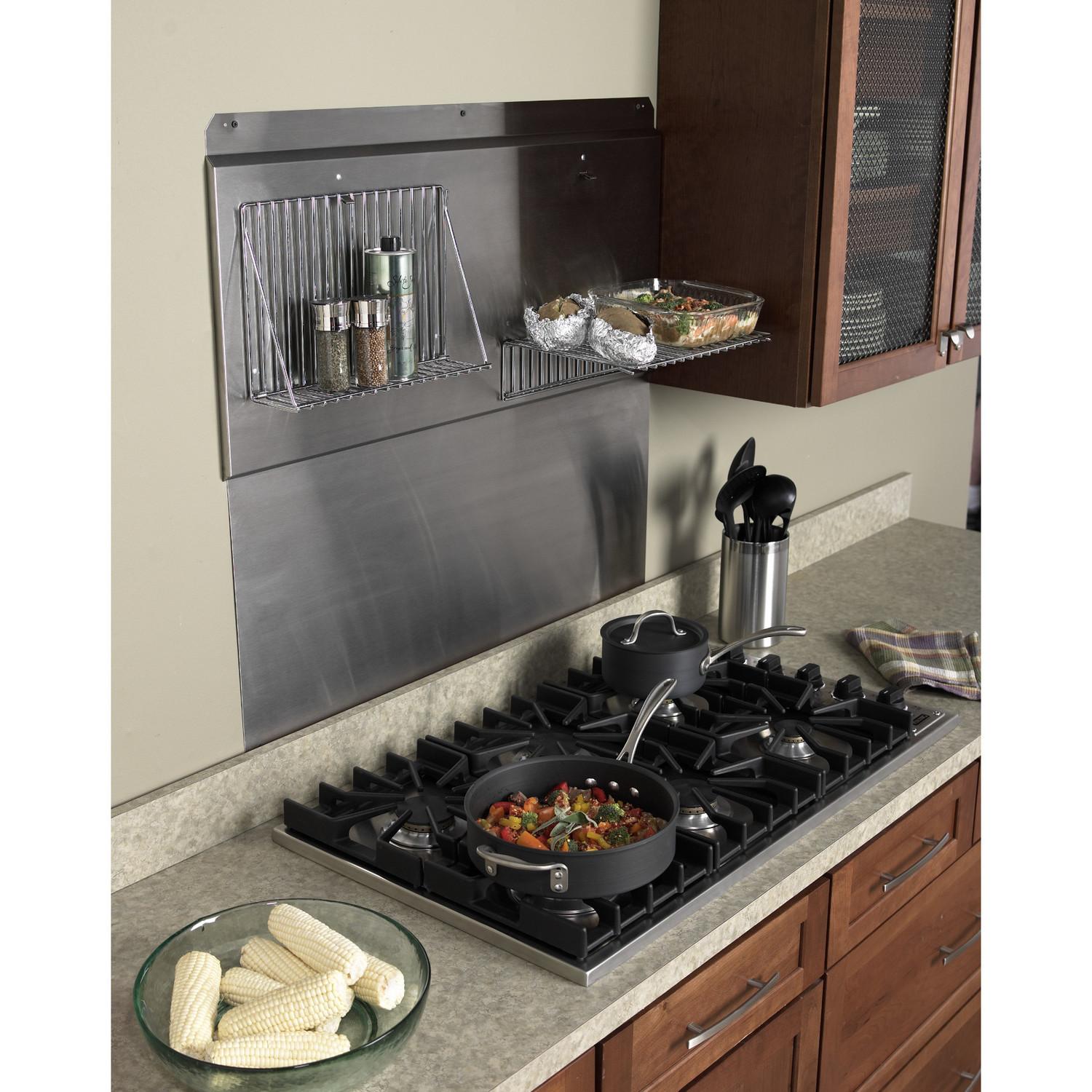 RMP4204  42-Inch Backsplash with shelves in Stainless Steel