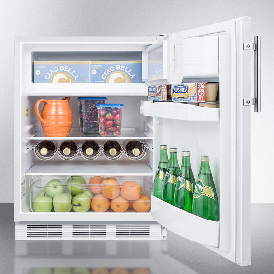 Summit CT661WBIADA Ada Compliant Built-In Undercounter Refrigerator-Freezer For Residential Use, Cycle Defrost With Deluxe Interior And White Exterior Finish