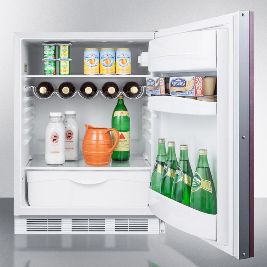 Summit FF61BIIFADA Ada Compliant Built-In Undercounter All-Refrigerator For Residential Use, Auto Defrost With Integrated Door Frame For Custom Panel Overlays And White Cabinet