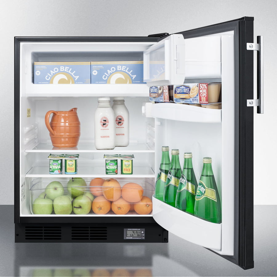 Summit BKRF663BBIADA Built-In Undercounter Ada Compliant Break Room Refrigerator-Freezer In Black With Nist Calibrated Thermometer And Alarm