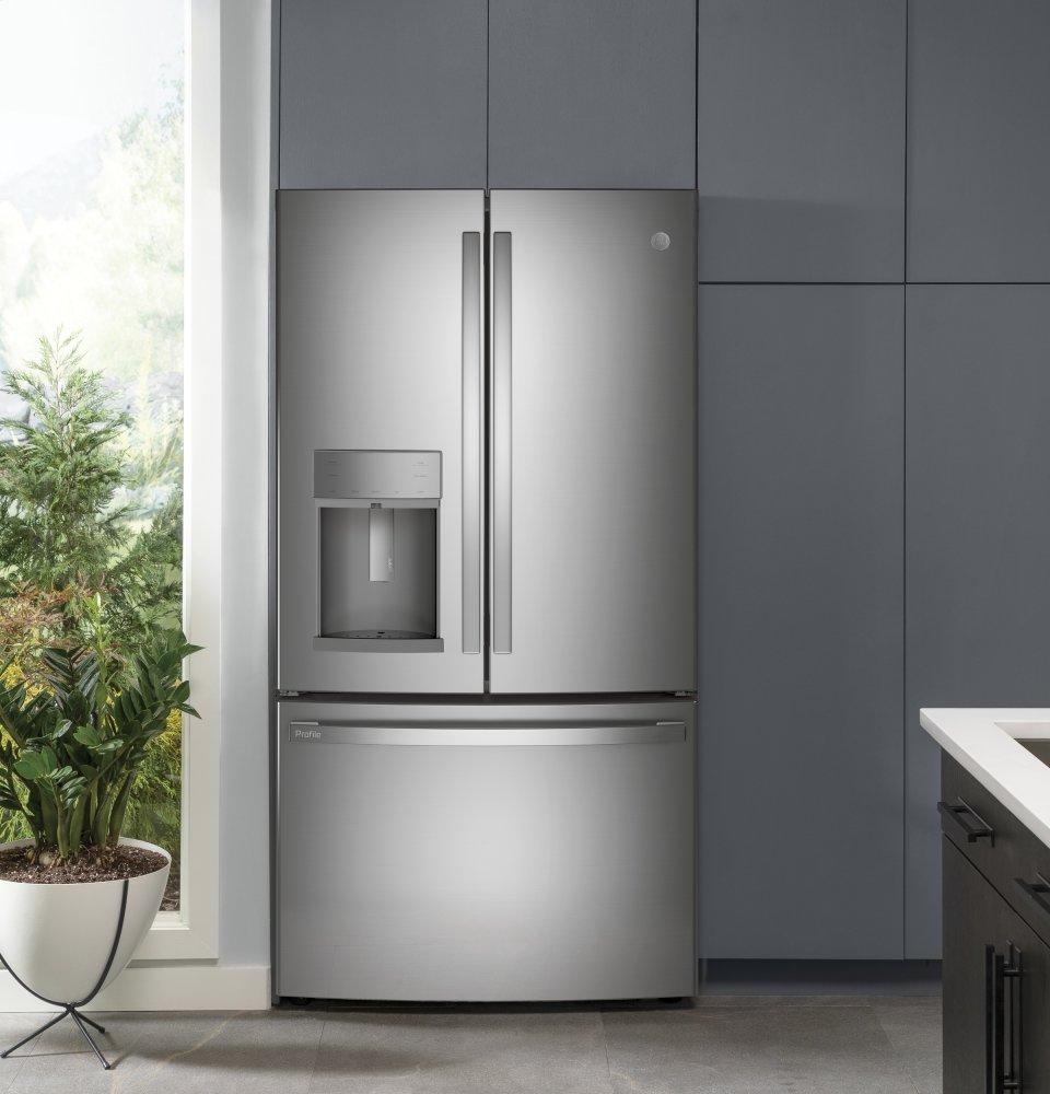 Ge Appliances PYD22KYNFS Ge Profile&#8482; Series 22.1 Cu. Ft. Counter-Depth Fingerprint Resistant French-Door Refrigerator With Door In Door And Hands-Free Autofill