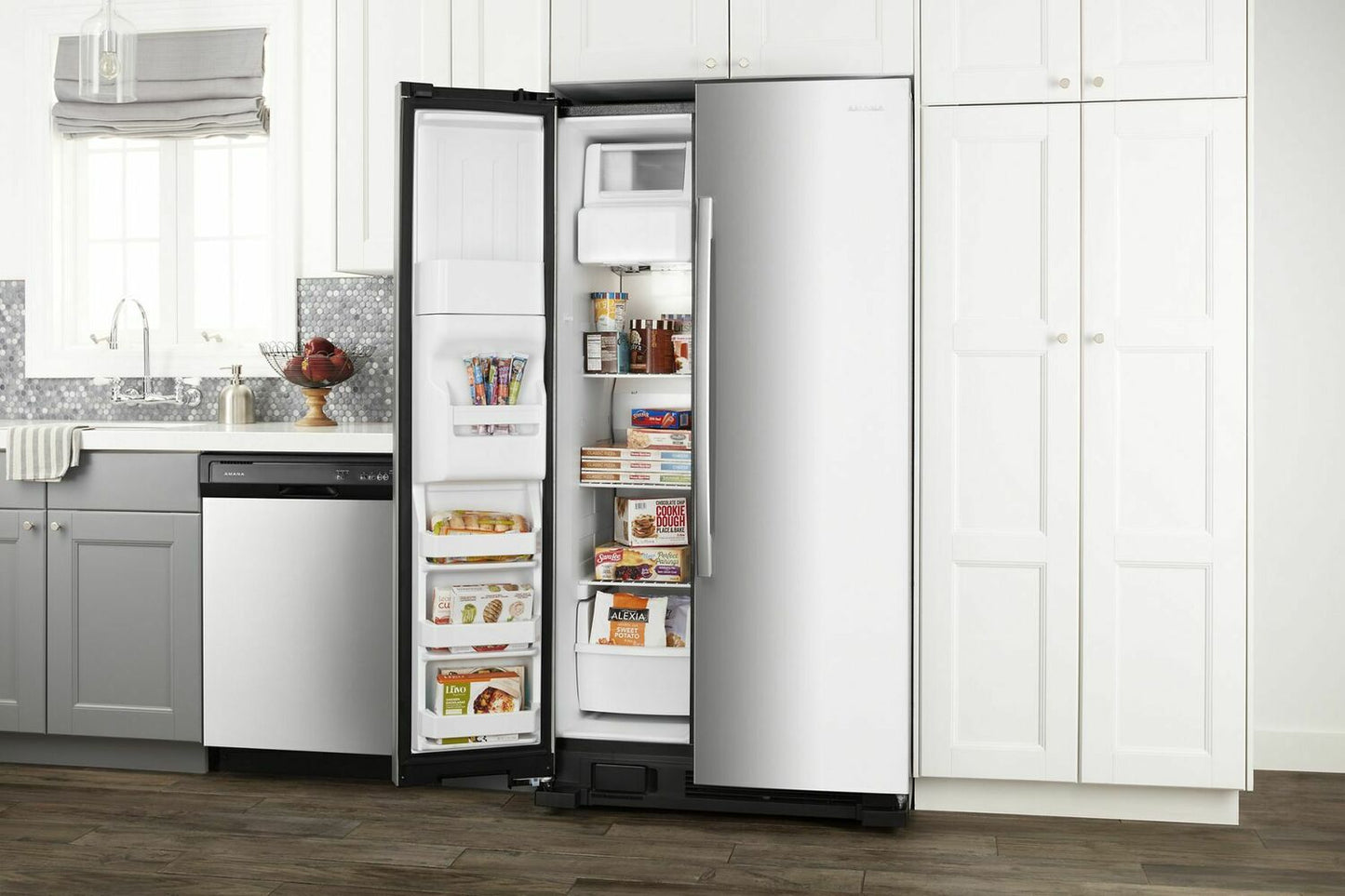 Amana ASI2575GRS 36-Inch Side-By-Side Refrigerator With Dual Pad External Ice And Water Dispenser - Black-On-Stainless