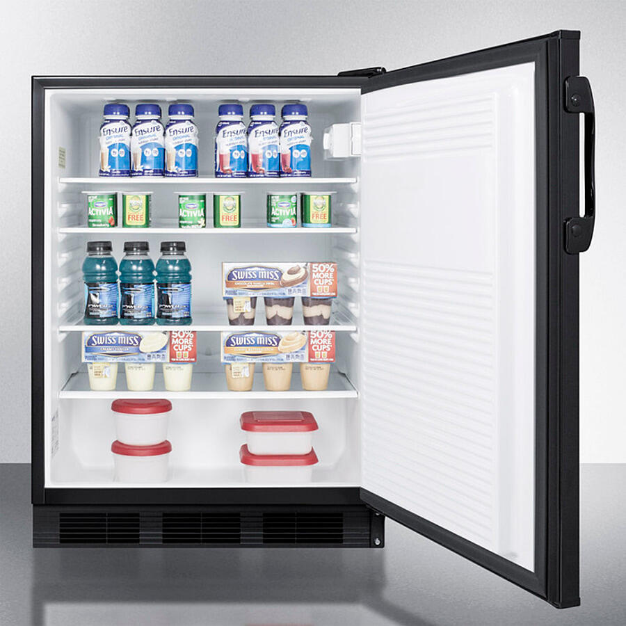 Summit FF7LBLKBIADA Ada Compliant Built-In Undercounter All-Refrigerator For General Purpose Or Commercial Use, With Lock, Auto Defrost Operation And Black Exterior