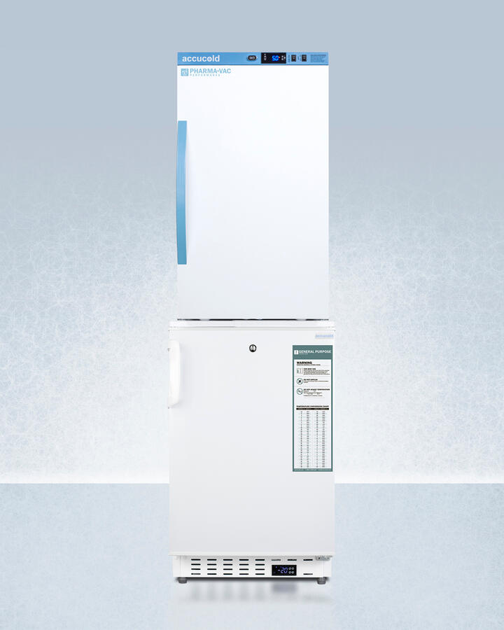 Summit ARS3PVADA305AFSTACK Stacked Combination Of Ars3Pv Automatic Defrost Vaccine Refrigerator With Antimicrobial Silver-Ion Handle And Ada305Af Manual Defrost Vaccine Freezer, Both With Hospital Grade Cords With 'Green Dot' Plugs