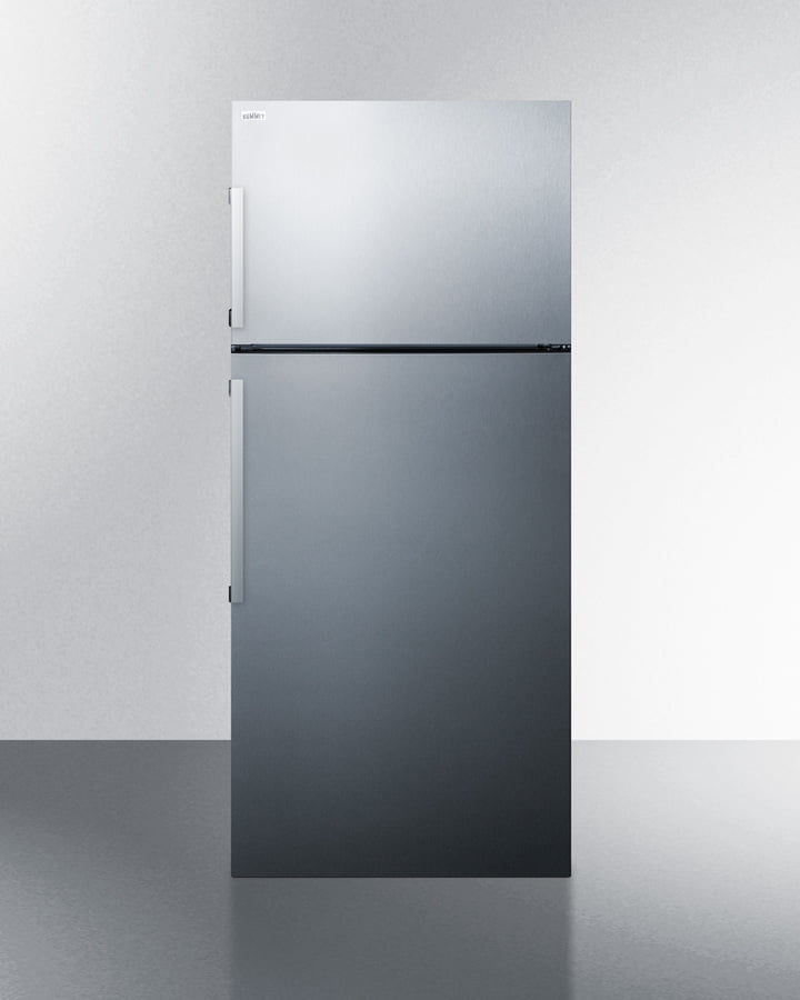 Summit FF1512SSIM Energy Star Certified Counter Depth Refrigerator-Freezer With Stainless Steel Doors, Platinum Cabinet, And Icemaker