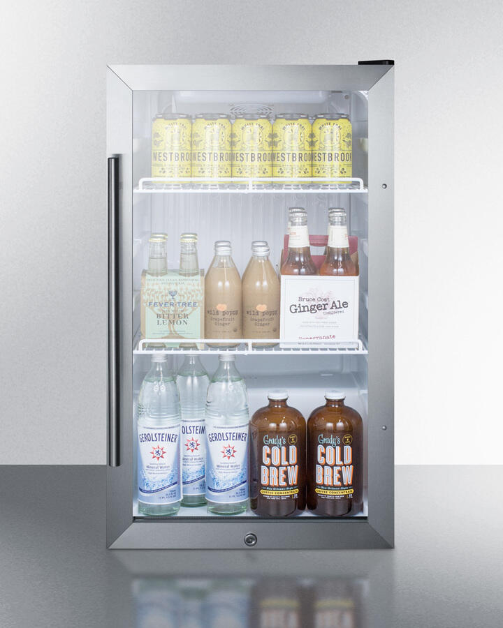 Summit SCR489OSCSS Commercially Approved Outdoor Beverage Cooler For Freestanding Use With Glass Door And Stainless Steel Cabinet