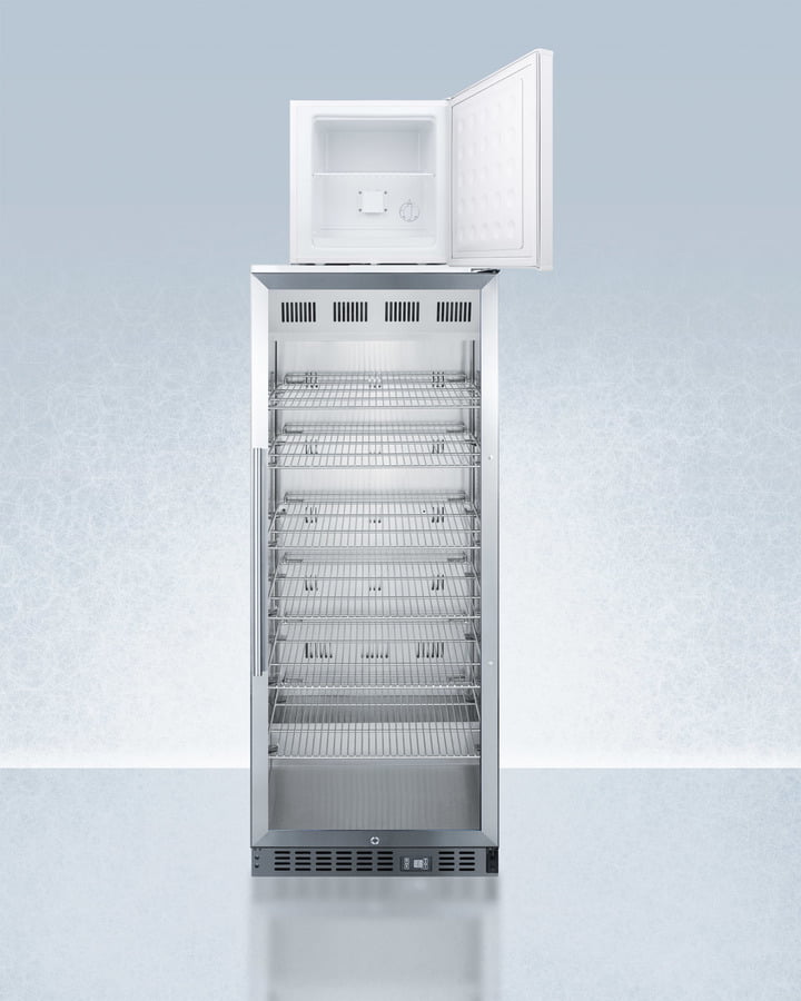 Summit ACR1151FS24LSTACKPRO Compact Manual Defrost Fs24Lpro All-Freezer Stacked With 11 Cu.Ft. Pharmaceutical Refrigerator Acr1151Pro, Both With Factory-Installed Probe Holes