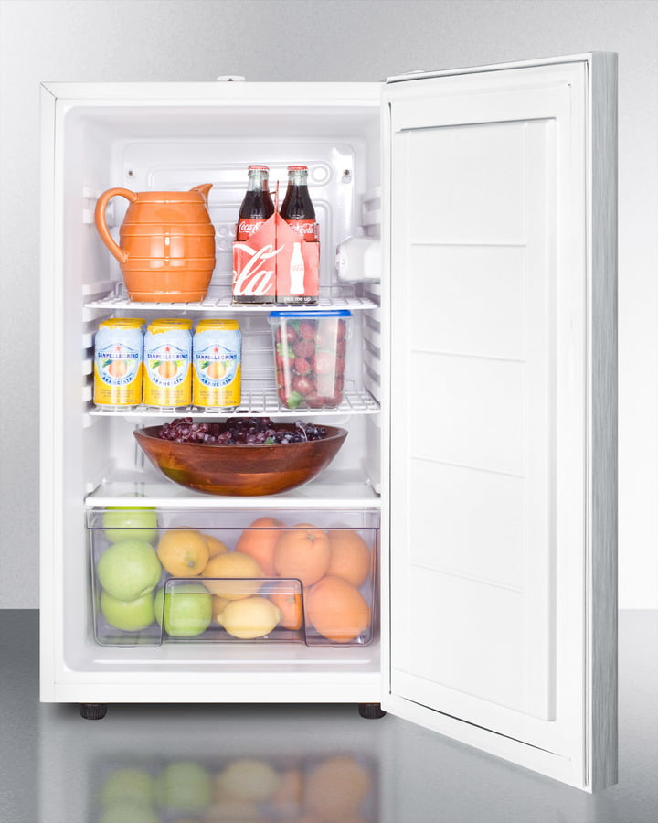 Summit FF511LBI7SSHHADA Commercially Listed Ada Compliant 20" Wide Built-In Undercounter All-Refrigerator, Auto Defrost W/Lock, Stainless Steel Door, Horizontal Handle, White Cabinet