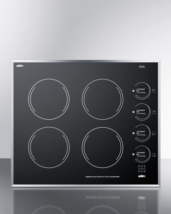 Summit CR424BL 24" Wide 4-Burner Electric Cooktop In Smooth Black Ceramic Glass Finish