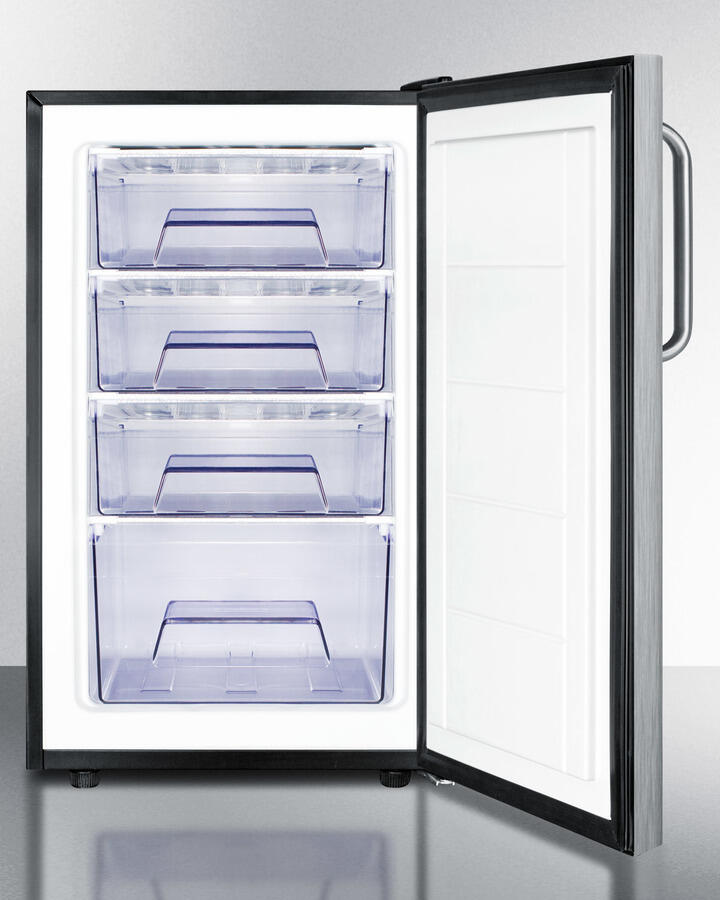 Summit FS408BL7CSSADA Commercially Listed Ada Compliant 20" Wide Built-In Undercounter All-Freezer, -20 C Capable With Full Stainless Steel Exterior And Lock