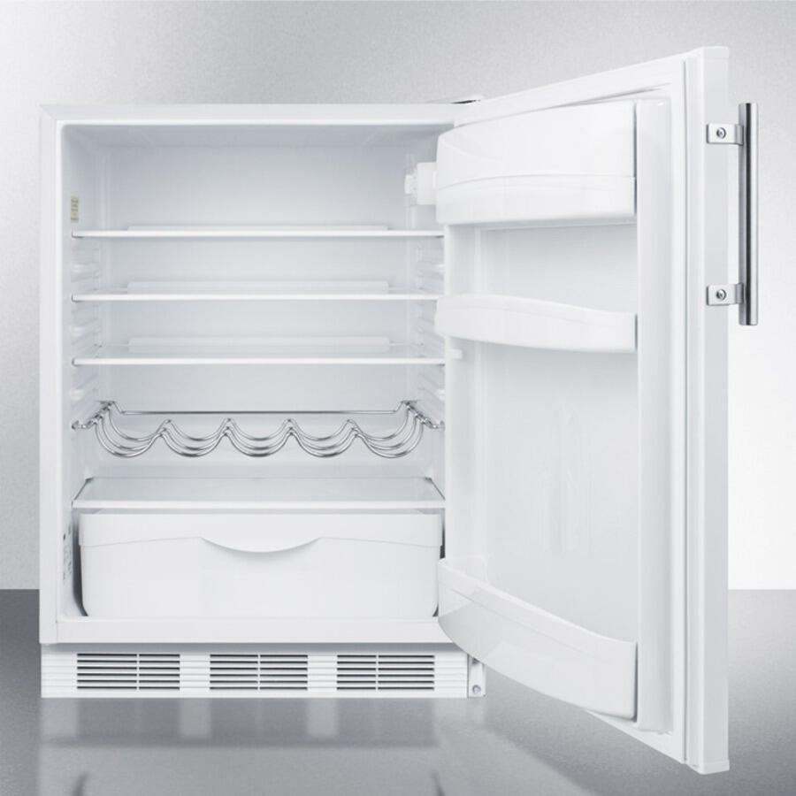 Summit FF61BI Built-In Undercounter All-Refrigerator For Residential Use, Auto Defrost With White Exterior