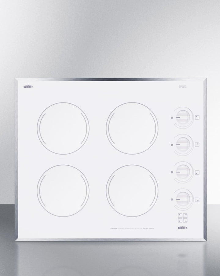 Summit CR424WH 24" Wide 4-Burner Electric Cooktop In Smooth White Ceramic Glass Finish