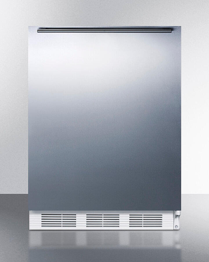 Summit FF6WBI7SSHHADA Ada Compliant Commercial All-Refrigerator For Built-In General Purpose Use, Auto Defrost W/Stainless Steel Wrapped Door, Horizontal Handle, And White Cabinet