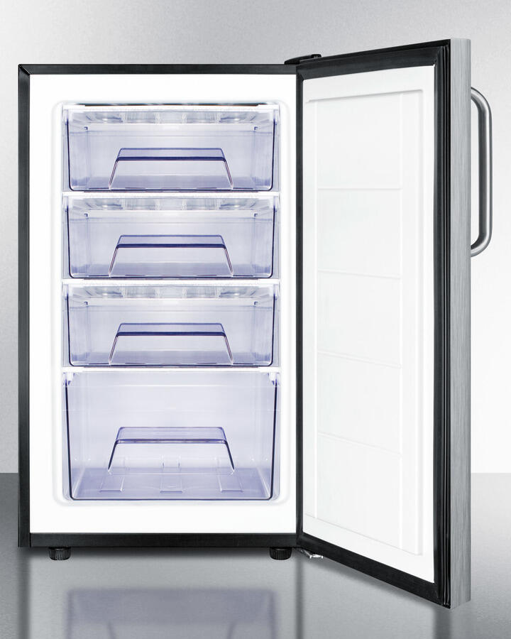 Summit FS408BLBI7SSTB Commercially Listed 20" Wide Built-In Undercounter All-Freezer, -20 C Capable With A Lock, Stainless Steel Door, Towel Bar Handle And Black Cabinet