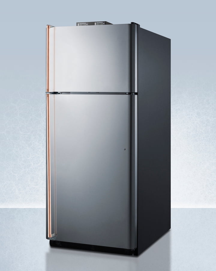 Summit BKRF18PLCP 18 Cu.Ft. Break Room Refrigerator-Freezer With Pure Copper Handles And Factory-Installed Nist Calibrated Alarm/Thermometers