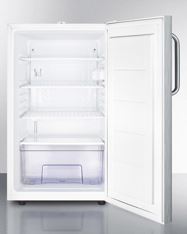 Summit FF511L7CSSADA Commercially Listed Ada Compliant 20" Wide Built-In Undercounter All-Refrigerator In Complete Stainless Steel, Auto Defrost With A Lock