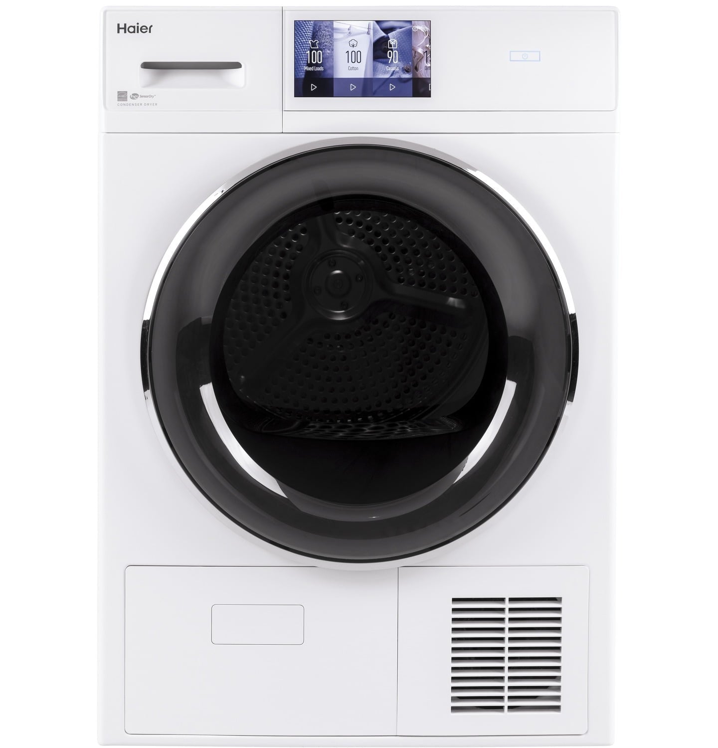 Haier QFT15ESSNWW 4.1 Cu.Ft. Capacity Smart 24" Ventless Condenser Frontload Electric Dryer With Stainless Steel Basket