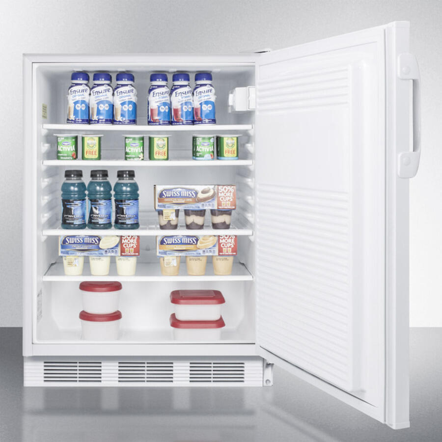 Summit AL750LBI Ada Compliant Built-In Undercounter All-Refrigerator For General Purpose Use, With Lock, Auto Defrost Operation And White Exterior
