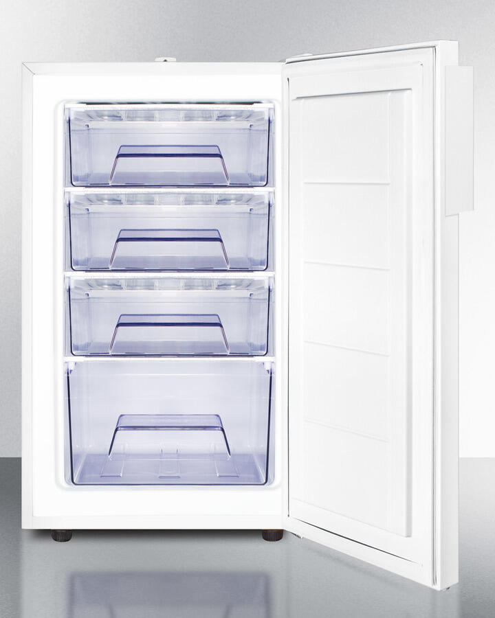 Summit FS407LBIADA Ada Compliant 20" Wide Built-In Undercounter All-Freezer For General Purpose Use, -20 C Capable With A Lock And White Finish