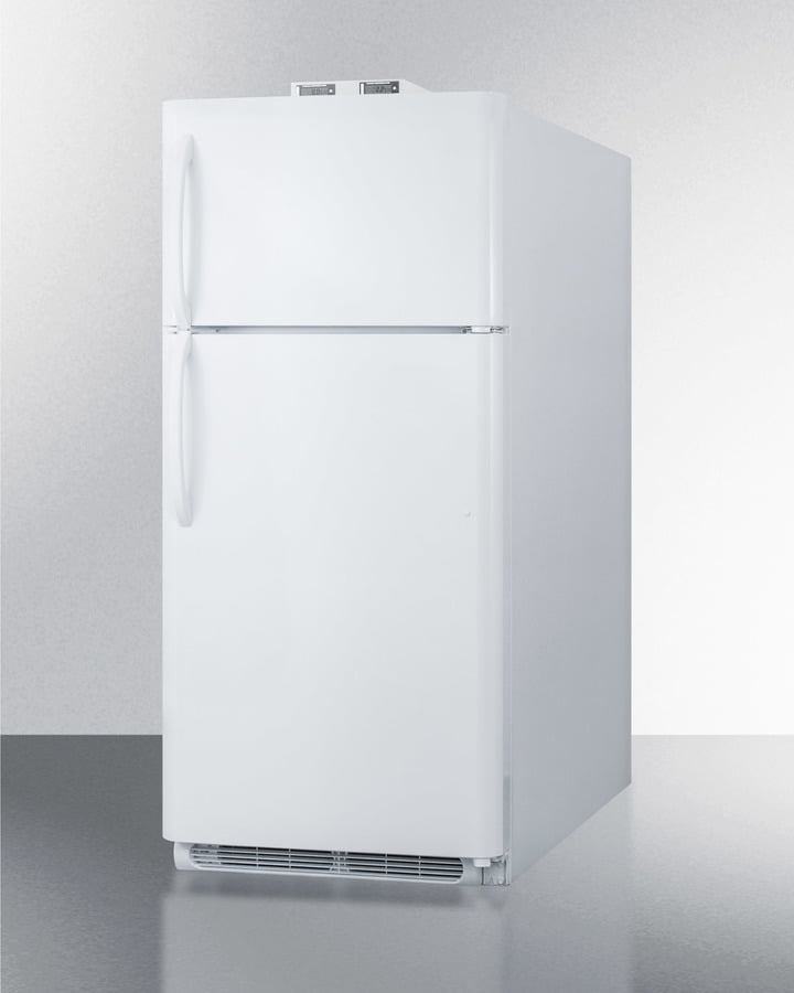 Summit BKRF15W 15 Cu.Ft. Break Room Refrigerator-Freezer In White With Nist Calibrated Alarm/Thermometers