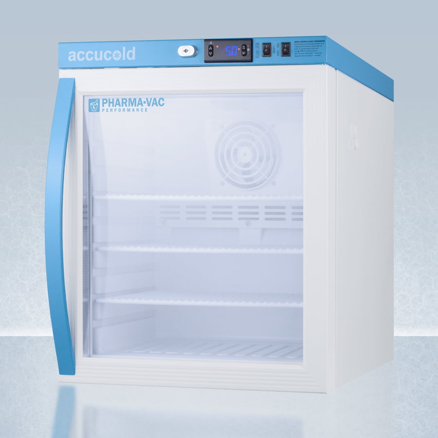 Summit ARG1PV Performance Series Pharma-Vac 1 Cu.Ft. Countertop Glass Door Commercial All-Refrigerator For The Display And Refrigeration Of Vaccines