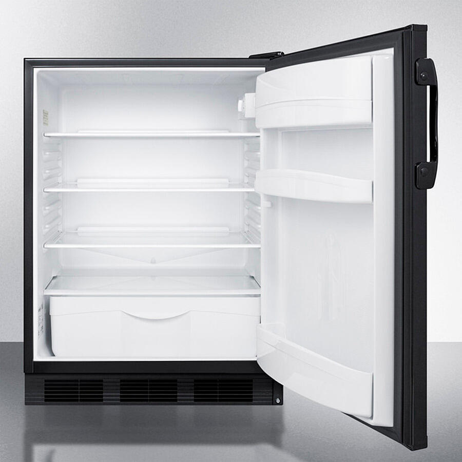 Summit FF6BKBIADA Ada Compliant All-Refrigerator For Built-In General Purpose Use, With Automatic Defrost Operation And Black Exterior