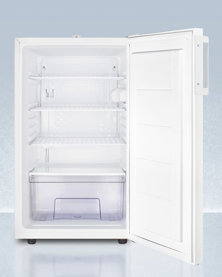 Summit FF511LBI7NZADA Commercially Approved Ada Compliant Nutrition Center Series All-Refrigerator In White For Built-In Or Freestanding Use, With Front Lock And Digital Temperature Display