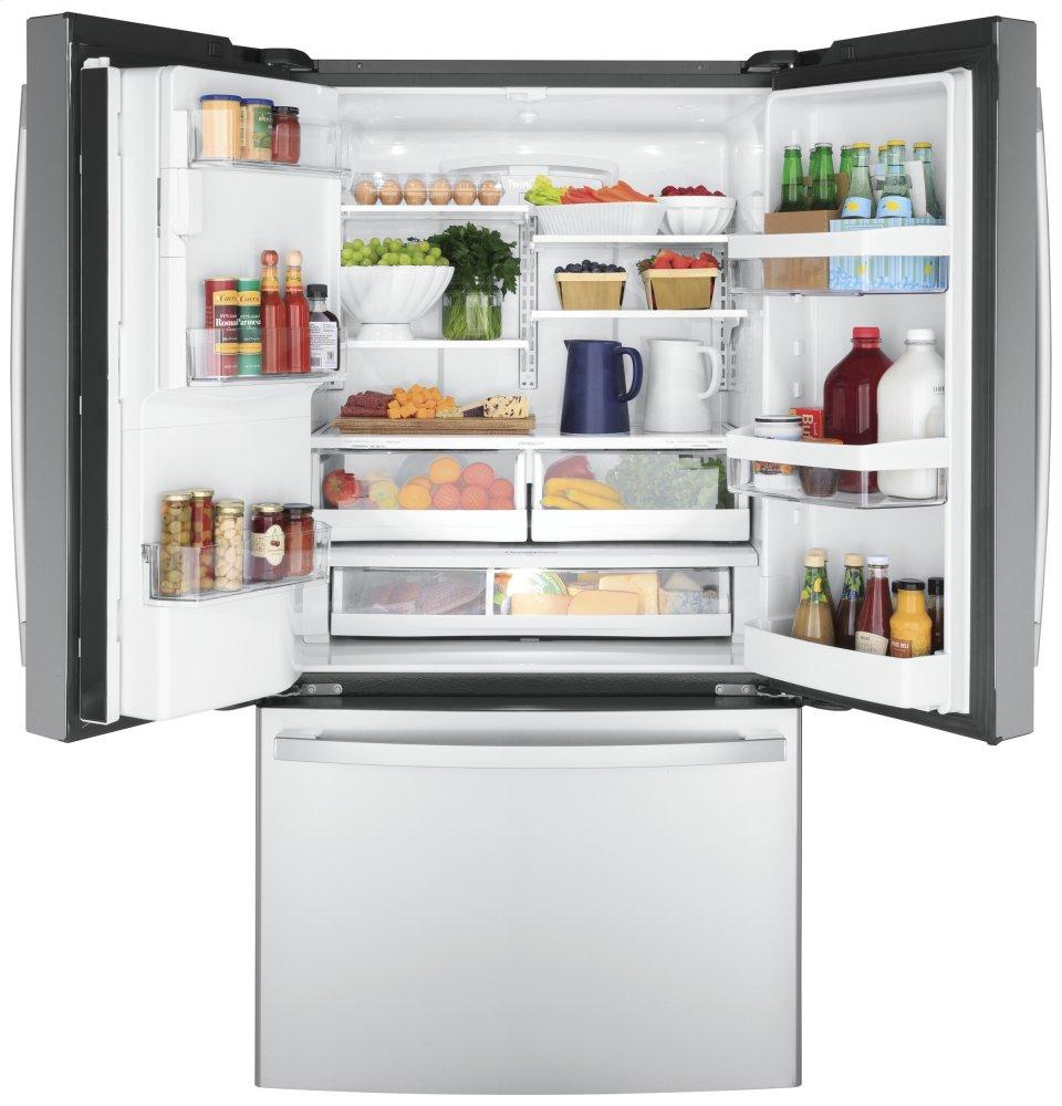 Ge Appliances GYE22GYNFS Ge® Energy Star® 22.1 Cu. Ft. Counter-Depth Fingerprint Resistant French-Door Refrigerator