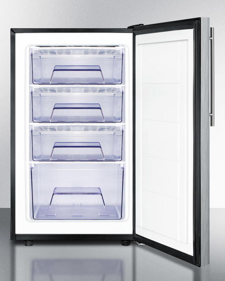 Summit FS408BLBISSHVADA Ada Compliant 20" Wide Built-In Undercounter All-Freezer, -20 C Capable With A Lock, Stainless Steel Door, Thin Handle And Black Cabinet