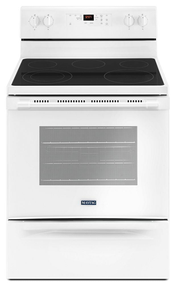 Maytag MER6600FW 30-Inch Wide Electric Range With Shatter-Resistant Cooktop - 5.3 Cu. Ft.