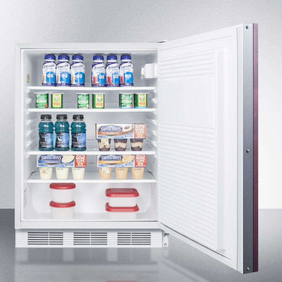 Summit FF7BIIFADA Ada Compliant Built-In Undercounter All-Refrigerator For General Purpose Or Commercial Use, Auto Defrost W/Integrated Door Frame For Overlay Panels