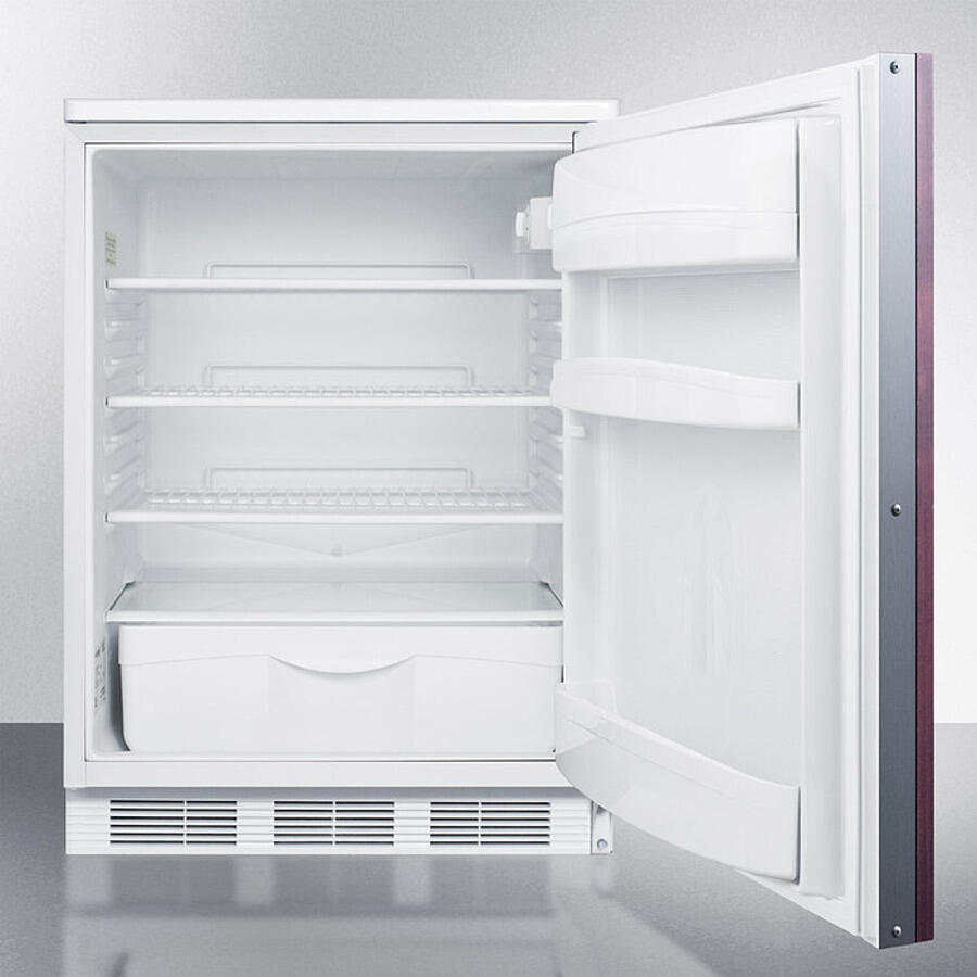 Summit FF6LWBI7IF Commercially Approved Built-In Undercounter All-Refrigerator With Auto Defrost, Deluxe Interior, And Front Lock; Capable Of Accepting Full Overlay Panels