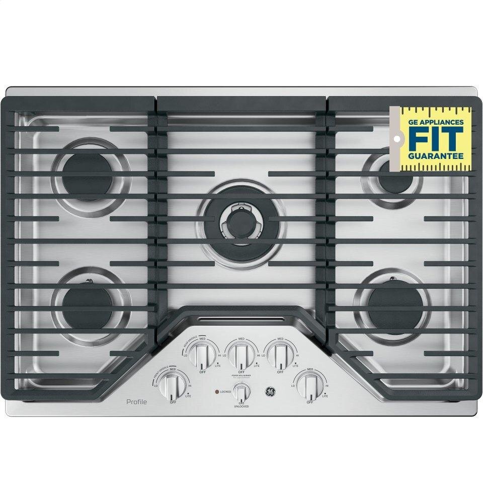 Ge Appliances PGP9030SLSS Ge Profile&#8482; 30" Built-In Tri-Ring Gas Cooktop With 5 Burners And Included Extra-Large Integrated Griddle