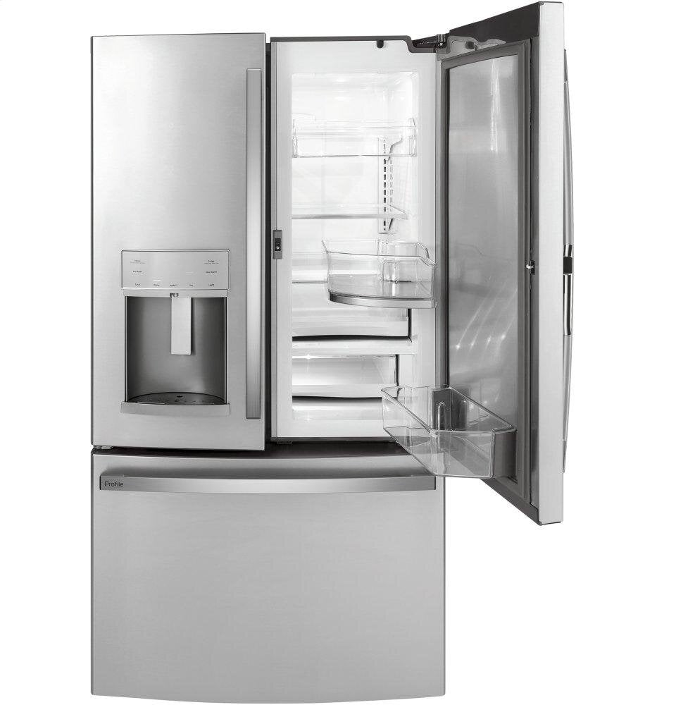 Ge Appliances PYD22KYNFS Ge Profile&#8482; Series 22.1 Cu. Ft. Counter-Depth Fingerprint Resistant French-Door Refrigerator With Door In Door And Hands-Free Autofill