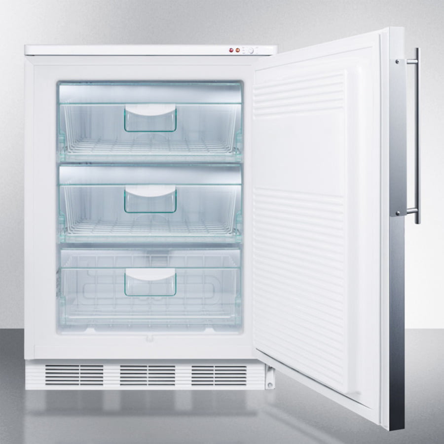 Summit VT65MBIFR Built-In Undercounter Mecial All-Freezer Capable Of -25 C Operation; White Exterior With Stainless Steel Door Frame To Accept Custom Panels