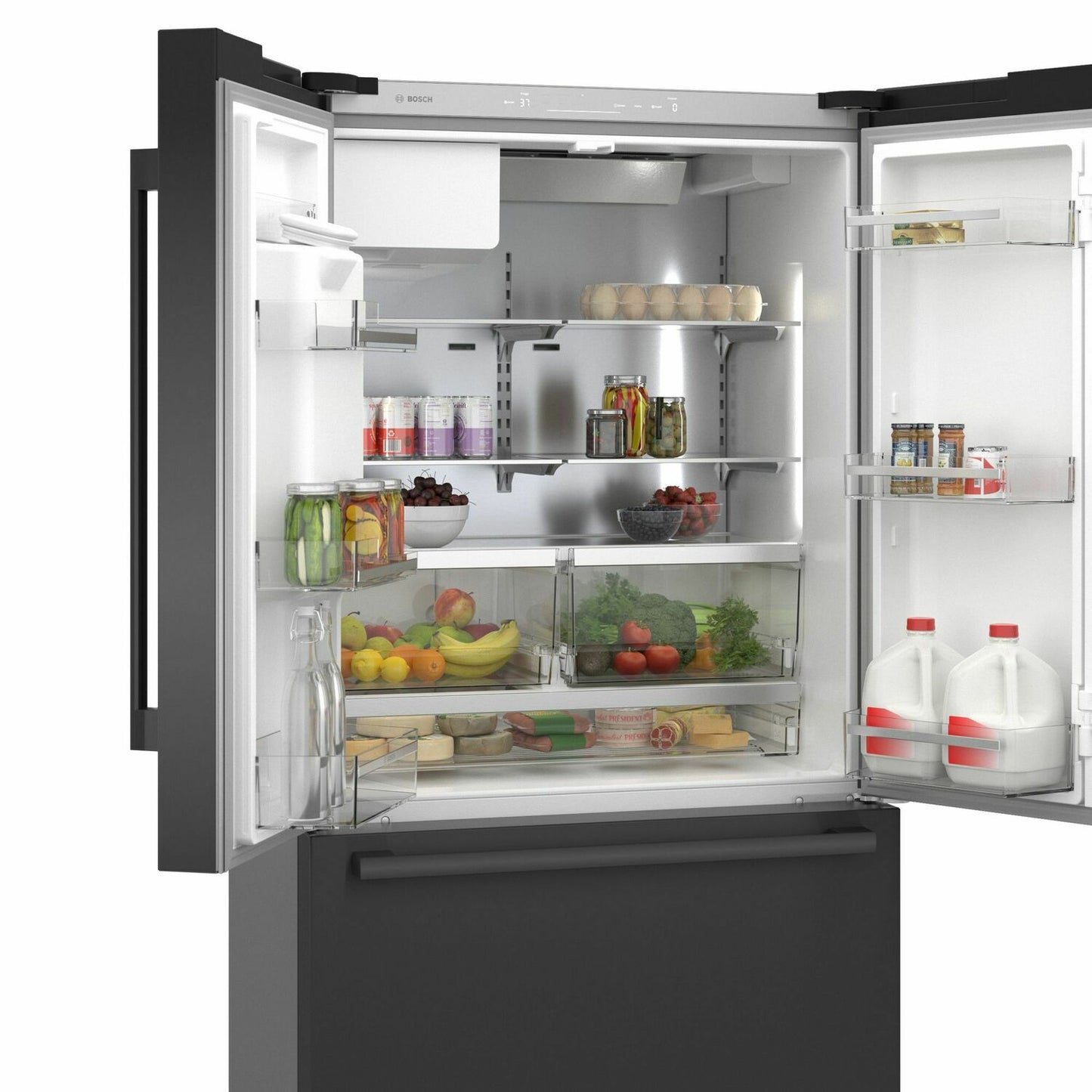 Bosch B36CD50SNB 500 Series French Door Bottom Mount Refrigerator 36'' Black Stainless Steel B36Cd50Snb