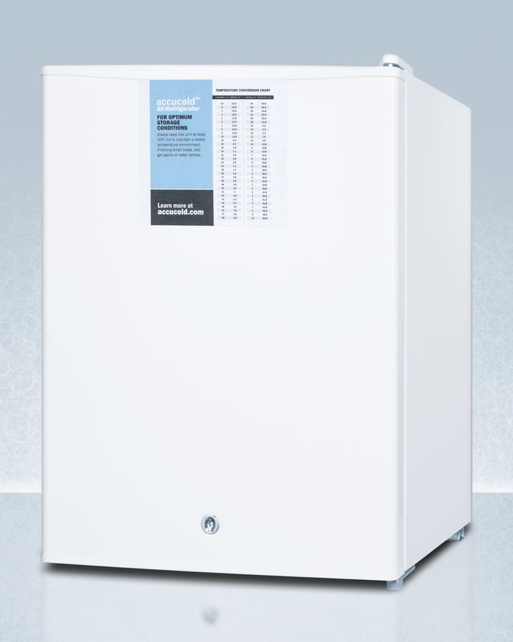 Summit FF28LWHPRO Compact Auto Defrost All-Refrigerator With Digital Thermostat, Internal Fan, Front Lock, And Probe Hole For User-Installed Monitoring Equipment