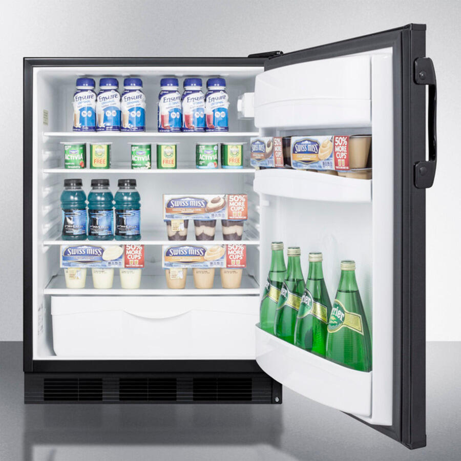 Summit FF6B7ADA Ada Compliant Commercial All-Refrigerator For Freestanding General Purpose Use, With Automatic Defrost Operation And Black Exterior