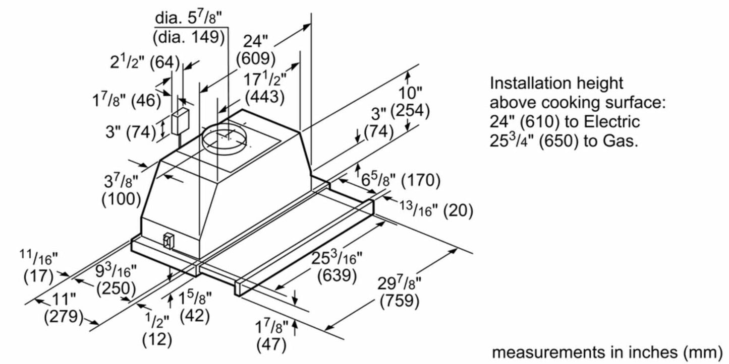 Bosch HUI50351UC 500 Series, 30" Pull-Out Hood S/S