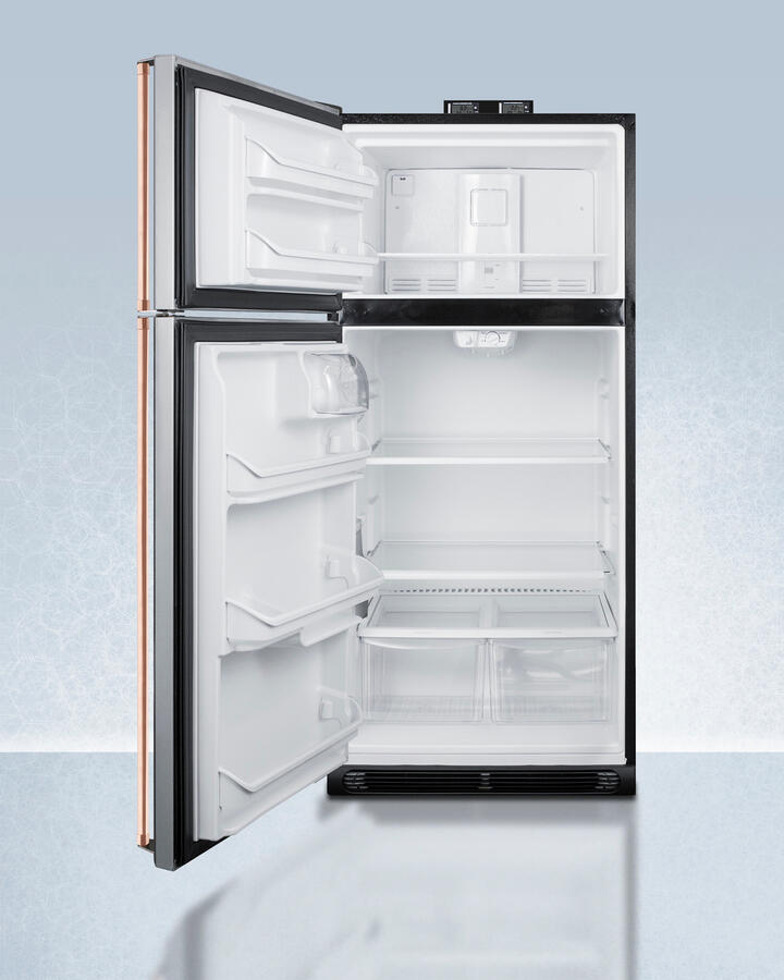 Summit BKRF18PLCPLHD 18 Cu.Ft. Break Room Refrigerator-Freezer With Pure Copper Handles, Factory-Installed Nist Calibrated Alarm/Thermometers, And Left Hand Door Swing